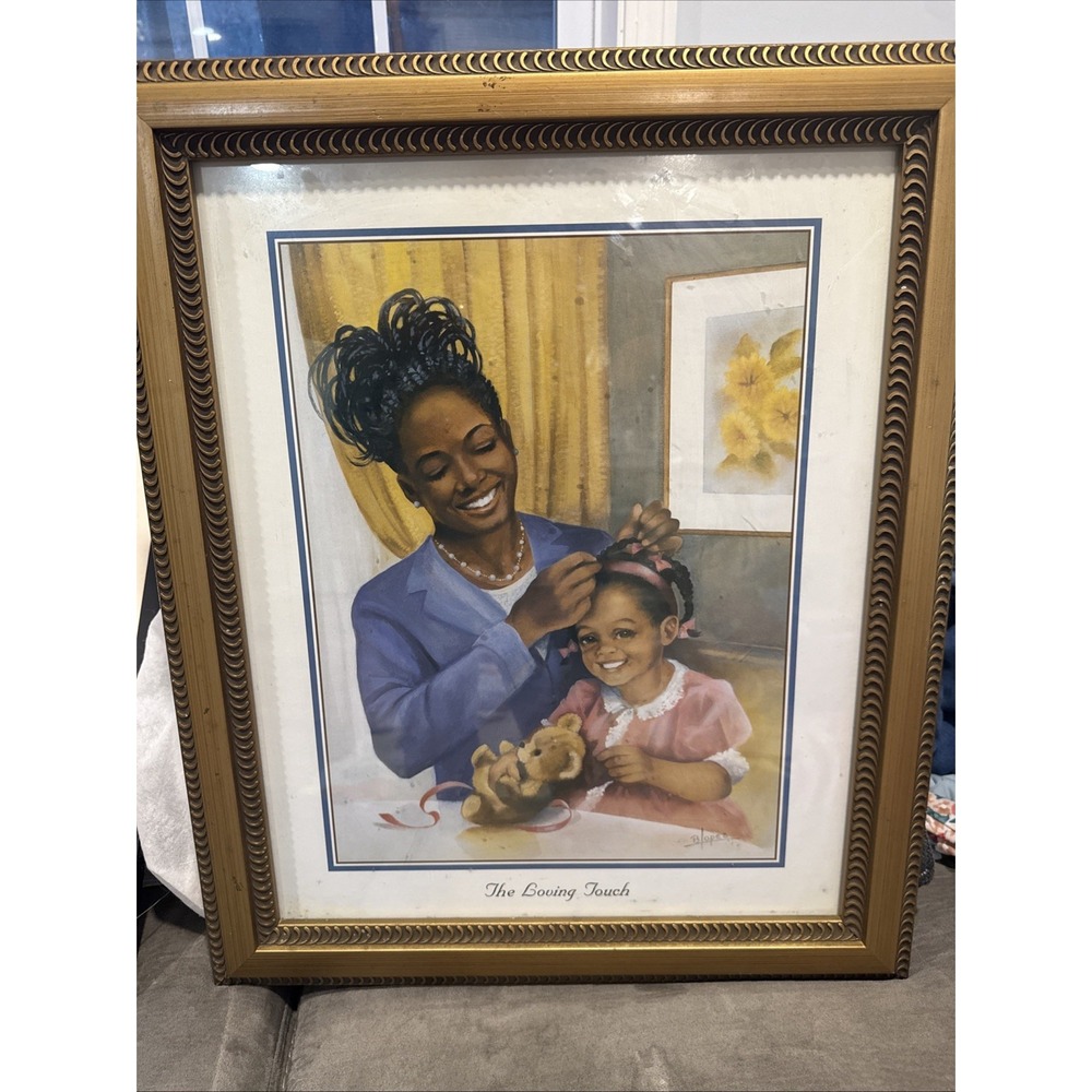 THE LOVING TOUCH (AFRICAN AMERICAN BLACK ART/MOTHER & DAUGHTER) Artist LOPEZ - Picture 4 of 4